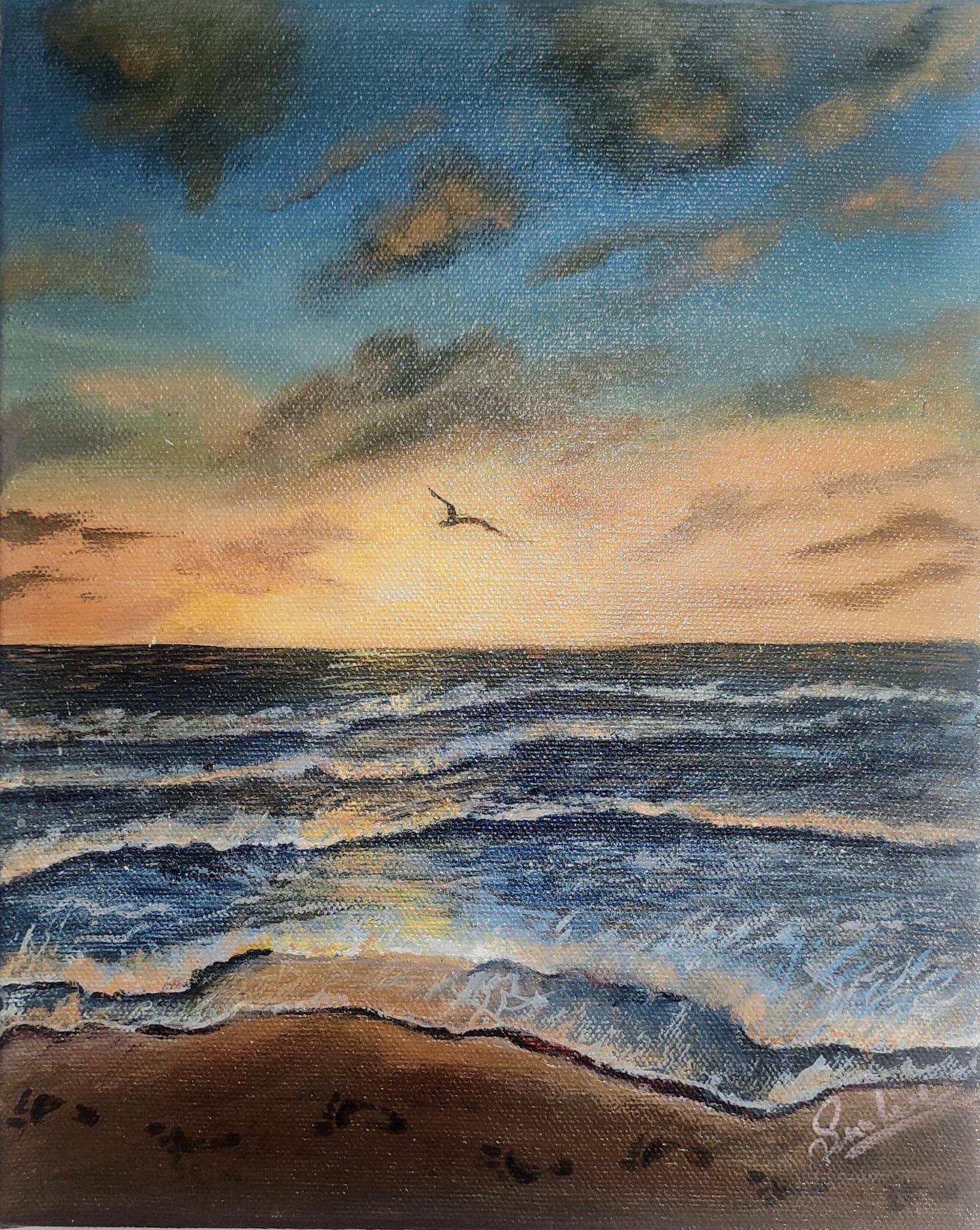 ArtsIndia Serene Sunset at the Beach A Captivating Watercolor Painting  (Material: Matte, Size: 18 x 18, Style: Framed) : : Home &  Kitchen